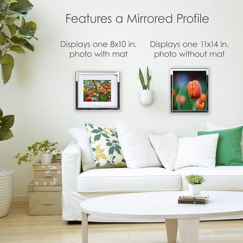 إطار معرض مرآة ميكاسا بجوانب ذهبية، إطار مقاس 17 × 21 يحمل صورة مقاس 16 × 20 بدون حصيرة أو صورة مقاس 8 × 10 مع حصيرة، عرض رأسي أو أفقي، لغرفة النوم، وغرفة المعيشة، وغرفة الطعام in Saudi Arabia