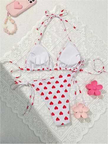 OYOANGLE Women's Halter Tie Side Triangle Bikini Set High Cut 2 Piece Bikini Swimsuit Bathing Suit in Saudi Arabia