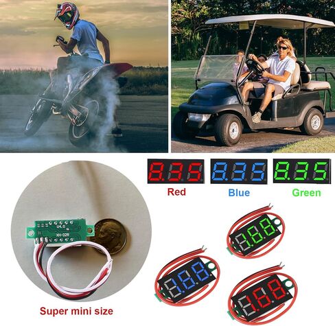 6PCS Voltage Tester Small Digital Voltmeter Gauge Tester 0.36" 3 Wire DC 0-100V 3 Colors LED Display Voltage Tester DC Volt Meter Blue Red Green in Saudi Arabia