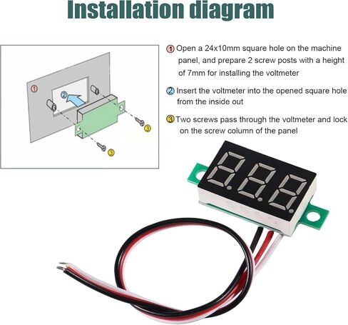 6PCS Voltage Tester Small Digital Voltmeter Gauge Tester 0.36" 3 Wire DC 0-100V 3 Colors LED Display Voltage Tester DC Volt Meter Blue Red Green in Saudi Arabia