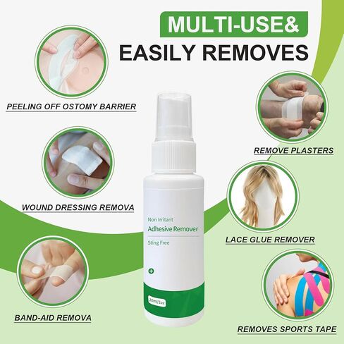 Adhesive Remover Spray 1 Oz, Skin-Friendly No Sting Ideal for Ostomy Patients, Sensitive Skin, Bandage Removal, Tape, Gum in Hair, Glitter, Wig Adhesives, 2 PCS in Kuwait