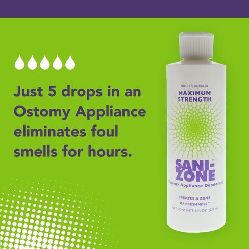 Anasept Sani-Zone Maximum Strength Ostomy Appliance Deodorant Bottle Unscented, 8 oz. Wound Deodorizer, for Hospital and Professional Use in Saudi Arabia
