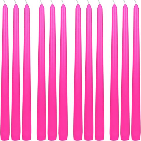شموع مستدقة مكونة من 12 قطعة، مقاس 30.48 سم، وردي فاقع in Kuwait