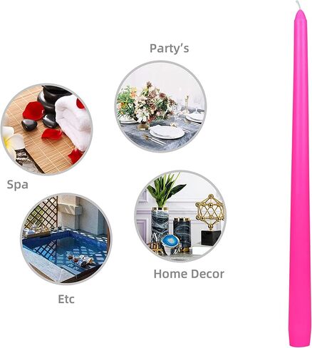 شموع مستدقة مكونة من 12 قطعة، مقاس 30.48 سم، وردي فاقع in Kuwait