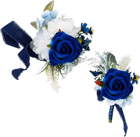 Corsage and Boutonniere Set for Wedding Prom Homecoming Men Groom Groomsmen Artificial Rose Flowers Boutonniere and Women Girl Bridesmaids Bracelet Suit Decor in Saudi Arabia