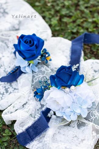 Corsage and Boutonniere Set for Wedding Prom Homecoming Men Groom Groomsmen Artificial Rose Flowers Boutonniere and Women Girl Bridesmaids Bracelet Suit Decor in Saudi Arabia