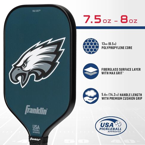 Franklin Sports NFL Pro Pickleball Paddle – 13MM Signature Series Pro Pickleball Paddle with MaxGrit Surface - Official NFL Team – USAP Approved - Premium Quality - Authentic NFL Team Logos in Saudi Arabia