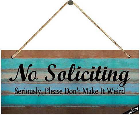 No Soliciting Sign for House Entry Funny- Rustic No Soliciting Signs - Seriously, Please Don't Make It Weird Door Hanging Sign in Saudi Arabia