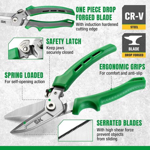 SK 8" Heavy Duty Scissors, All Purpose Shears, Drop Forged CR-V Blades with Safety Lock, Comfortable Grips in Saudi Arabia