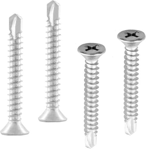 100PCS M4.2 x 32 Stainless Sheet Flat Head Self Drilling Screw, Phillips Drive with Drill Point, Metal Tek Screws, Self Drilling Sheet in Saudi Arabia