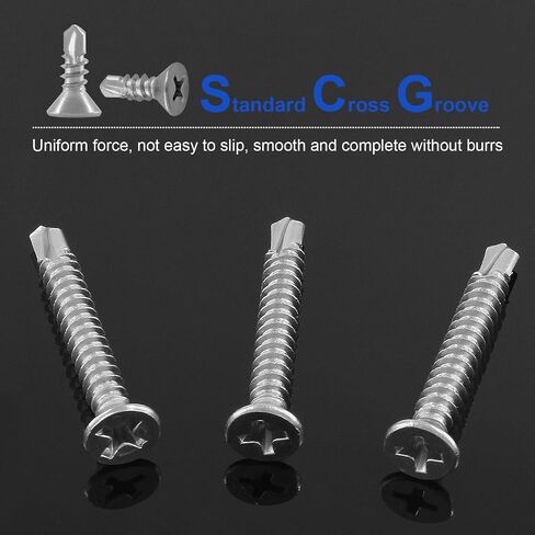 100PCS M4.2 x 32 Stainless Sheet Flat Head Self Drilling Screw, Phillips Drive with Drill Point, Metal Tek Screws, Self Drilling Sheet in Saudi Arabia