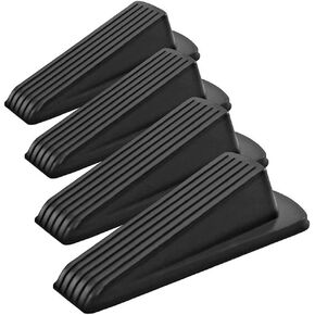 4 Pack Door Stopper , Large Rubber Door Stoppers Wedge with Multi Surface Design , Heavy Duty Door Stops , Non-Scratching Jammer -- Works On All Floor Types and Carpet