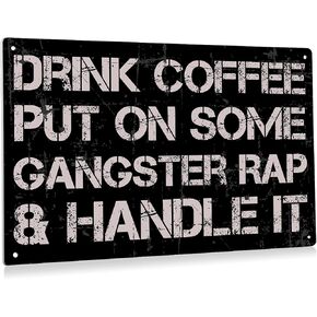 Funny Kitchen Metal Tin Sign Wall Decor Vintage Retro Drink Some Coffee Sign for Home Café Decor Gifts