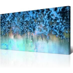 Wapluam Large Wall Decor For Living Room Framed Wall Art for Bedroom Blue Watercolor Abstract Painting Wall Artworks Hang Pictures For Office Decoration Canvas Prints Room Home Decorations Posters