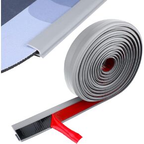 Nuanchu 9.84 Feet PVC a Height Less Than 4 mm Flexible Carpet Edge Strip Self Adhesive Carpet Door Strips Molding Transition Strip Carpet Edge Trim for Edge Wrapping Doorway Rug Door, Grey