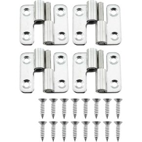 RLECS 4PCS 37MM/1.5Inch Stainless Steel Folding Right Hand Opening Hinge Welded Folding Hinge Silver Coloured Removable Lifting Door Hinge for House Door and Equipment Cabinet Door