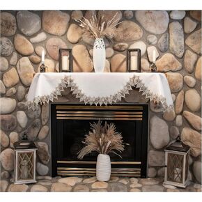 Earth Tone Beige and White Lace Mantle Scarf (19"x90")