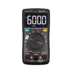 ZT-102A Digital Multimeter - True RMS, Auto-Ranging, 6000 Count, AC/DC Voltage, Current, Temperature Measurement