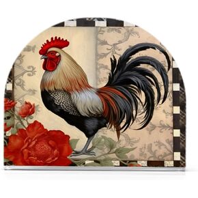 Qilmy Retro Red Rooster Napkin Holder for Tables –Napkin Holders for Kitchen, Table Napkin Holders, Cocktail Napkin Holder,Paper Napkins Holder23