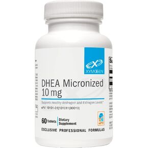 XYMOGEN DHEA 10 mg - Micronized DHEA to Support Healthy Androgen and Estrogen Levels + Adrenal Support - Dehydroepiandrosterone DHEA Supplement for Women + Men (60 Tablets)