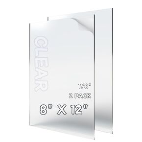 KLEAMLON 12 x 12 Plexiglass Sheets 1/8" Thick (4 Pack), Clear Plexiglass Sheet Cut to Size, Clear Acrylic Sheet Thin Square Panel, Cast Plexi Glass Board for Plexiglass Window (3mm)