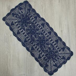 kilofly Handmade Crochet Lace Rectangular Table Runner 15 x 36 Inch, Beige