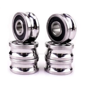 Atoplee Deep U Groove Ball Track Guide Bearing,6pcs LFR50/8-6 U Groove Sealed Ball Track Guide Bearing Double Row Angular Contact Ball Bearings(8 * 24 * 11mm)