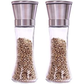 Manual Salt and Pepper Grinder, 2 in 1 Salt and Pepper Shakers, Stainless Steel Shakers with Adjustable Coarseness, Pepper Shaker Spice Grinder for Kitchen, Chef Gift and Ideal Gift for Housewarming