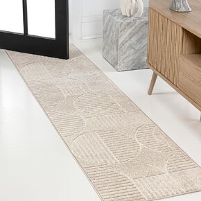 JONATHAN Y SCN104B-8 Nordby Geometric Arch Scandi Striped Indoor Area Rug, Modern, Contemporary, Coastal, Geometric, Bohemian, Bedroom, Kitchen, Living Room, Non Shedding, Ivory/Cream, 8' x 10'