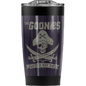 LOGOVISION The Goonies Never Say Die Stainless Steel Tumbler 20 oz Coffee Travel Mug/Cup, Vacuum Insulated & Double Wall with Leakproof Sliding Lid | Great for Hot Drinks and Cold Beverages