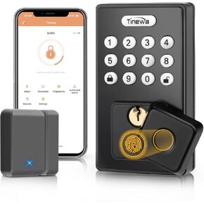 Keypad Deadbolt with Door Sensor, Smart Fingerprint Deadbolt Locks for Front Door, Keyless Wifi& Bluetooth Entry Dead Bolt with Remote Control App, Matte Black