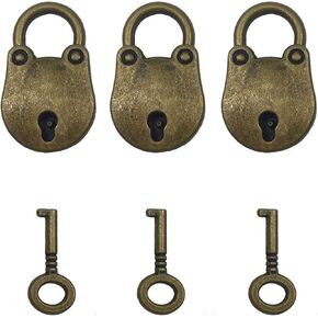3pcs Vintage Antique Style Mini Bear Head Archaize Padlocks Key Lock with Keys (Bronze)