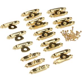 dophee 10Pcs Box Hasp Latch, Gold Retro Decorative Box Clasp with Mounting Nails for Jewelry Box Wooden Case Toolbox Suitcase Treasure Chest Trunk Hardware, 26x16mm/1.02"x0.63"