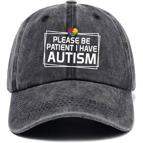 Please be Patient I Have Autism,Funny Hats,Vintage Caps,Adjustable Cotton Baseball Cap for Men Women Black