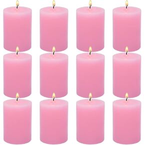 12 Pack 2x3 Inch Citronella Pillar Candles for Outdoor Indoor, Unscented Column Candles for for Home Garden Patio Yard Balcony, Smokeless Dripless and Clean Burning Emergency Candle - Yellow