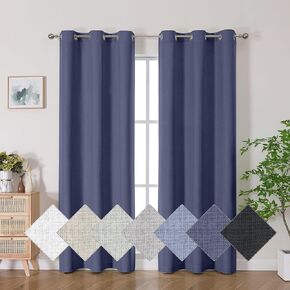 100% Blackout Indigo Blue Curtains 72 inch long 2 Panels for Bedroom, Blue Blackout Curtains Thermal Insulated Draperies, Heat and Full Light Blocking Panels for Nursery (2x40Wx72L, Grommets)