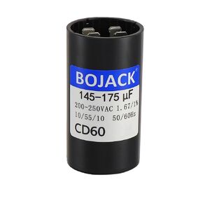 BOJACK CD60 145-175 uF 220-250 Volt 50/60 Hz Round Run Start Capacitor for AC Motor Run Condenser Straight Cool Heat Pump Pool Pump or Air Conditioner