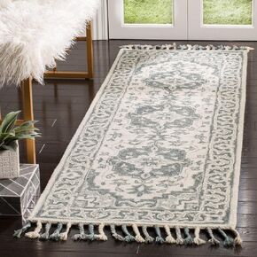سجادة SAFAVIEH Aspen Collection - 2'3" x 7'، رمادي ورمادي فاتح، صوف بوهو مضفر يدويًا، مثالية للمناطق ذات الحركة العالية في غرفة المعيشة وغرفة النوم (APN122A)