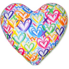 iscream + Corey Paige Designs Graffiti Hearts Heart Shaped 12" x 12" Fleece Back Microbead Pillow