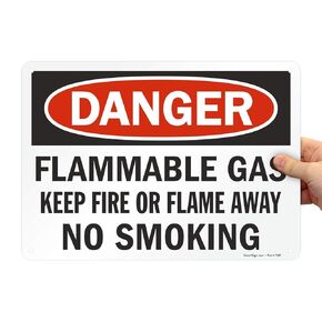 SmartSign "Danger - Flammable Gas, No Smoking" Sign | 7" x 10" Aluminum
