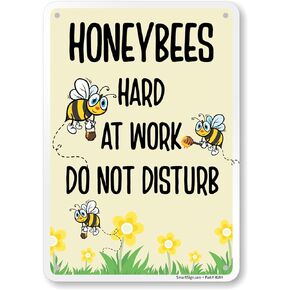 SmartSign Honeybees At Work Do Not Disturb Sign - 10" x 7", 40 mil Laminated Rustproof Aluminum Metal, For Bee Farms, Garden, Lawn, Outdoor, Décor, Novelty