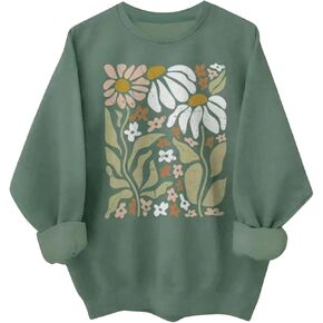 SOLY HUX Women's Floral Print Sweatshirt Crewneck Long Sleeve Drop Shoulder Pullover Tops