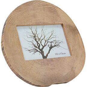 Juvale Tree Trunk Style Wooden Picture Frame for 4x6 Inch Horizontal Photos, Rustic Home Decor (9.25 x 8.75 x 0.5 in)