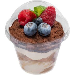 12 oz Clear Plastic Dessert Cups with Lids (Set of 50) Small Disposable Parfait Cup, Dome Lid - No Hole, 12-Ounce Party Fruit Containers, Banana Pudding Bowl, Jello, Ice Cream, Desserts Container