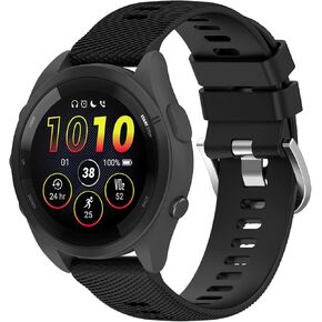 MOTONG For Garmin Forerunner 265 Replacement Band 22mm Replacement Wrist Watch Strap Band For Garmin Forerunner 265/255 Music(Silicone Black)