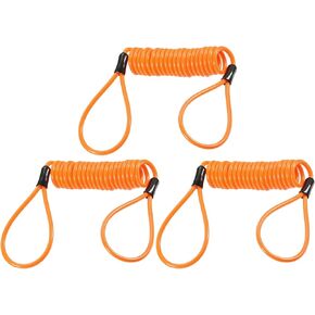 3 Pack Disc Lock Security Steel Cable - Plastic Coated Spring Reminder Wire Anti-Theft Rope, Apply to Outdoors Protection (3.5mmx1.5m, Orange)