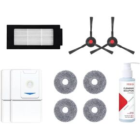 Accessories Compatible for Accessory Buddy Kit for M12 PRO+ (Side Brush*1pcs, Filter*1pcs, Dust bag*2pcs, Washable mapping pad*4pcs, Cleaning solution (110ml)*1pcs)