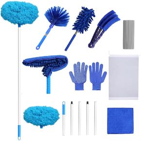 9 PCS Ceiling Fan Duster Set Removable Blade Ceiling Fan Cleaner with Extension Pole, Microfiber Duster Set for Cleaning High Ceiling Fan, Furniture, Blinds, Cobweb, Car in Kuwait