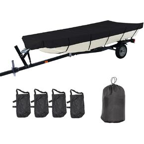 210D black boat Cover- Water Proof Heavy Duty Marine Grade Polyester Trailerable Compatible with Jon Boat Cover (16ft length, beam width to 75inches)