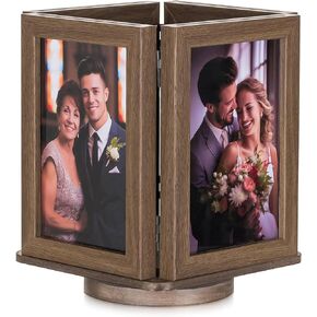 إطارات صور Inweder للصور مقاس 4 × 6: إطار صورة دوار خشبي - إطارات لحفلات الزفاف للأزواج الجدد 2024، بني in Kuwait